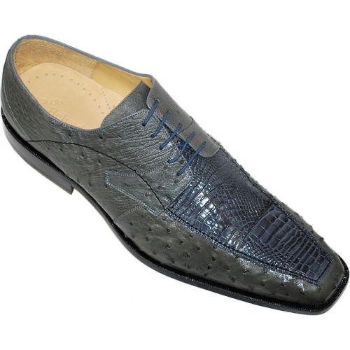 Belvedere "Tunisi" Grey Genuine Crocodile/Ostrich Shoes